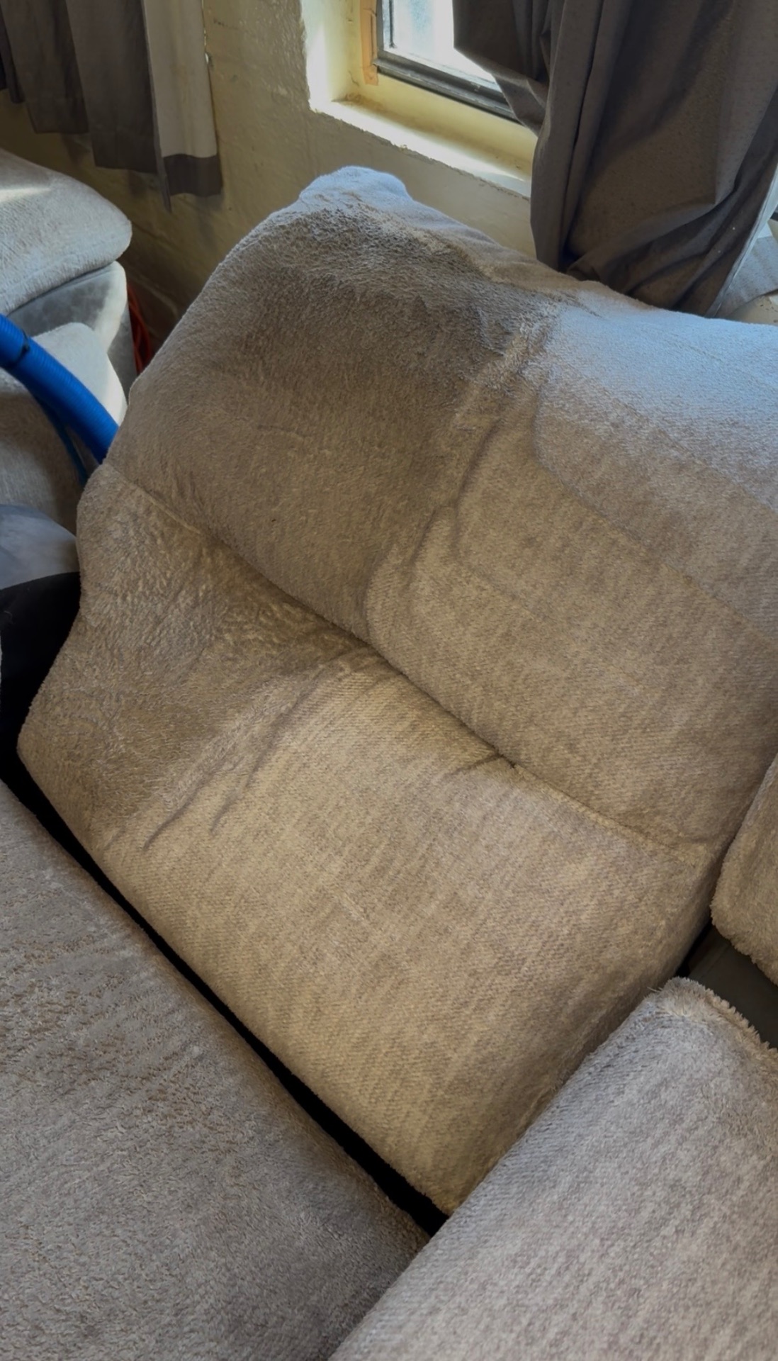 Upholstery before and after cleaning