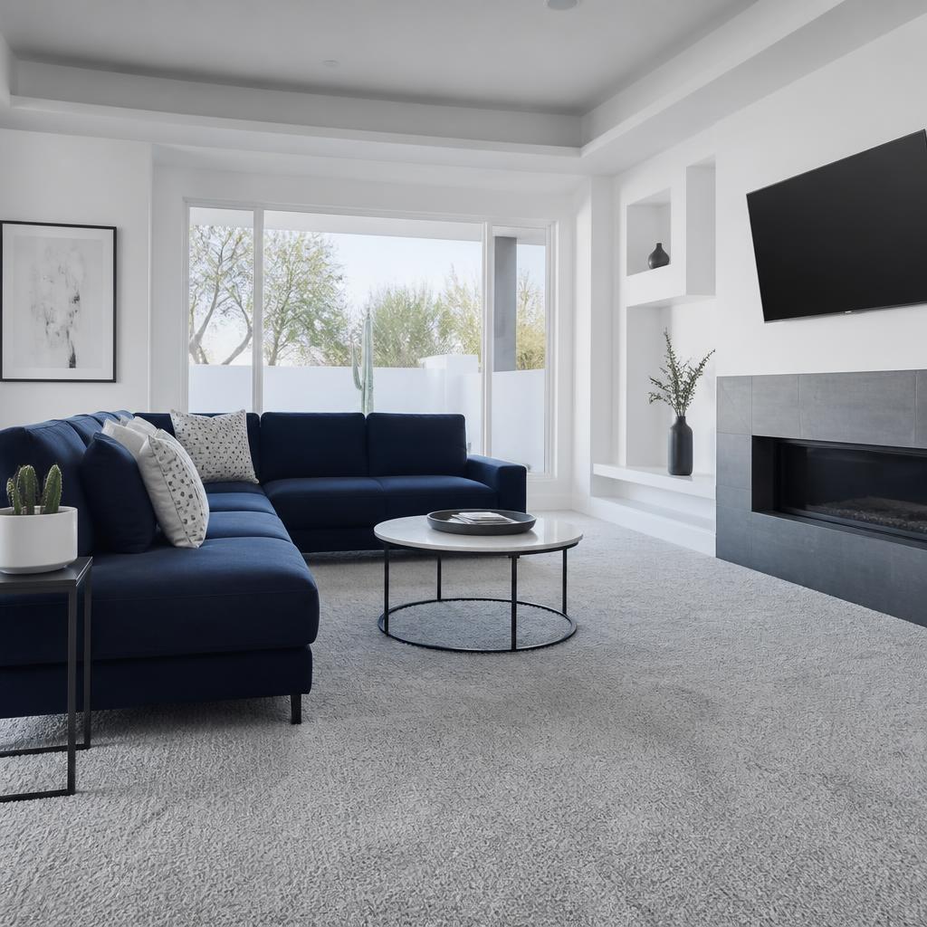 Freshly cleaned carpet in a modern Arizona living room
